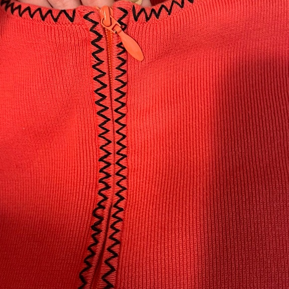 Icelandic Design M Coral Pink Red Floral Embroidered Sequin Full Zip Cardigan - Picture 9 of 13